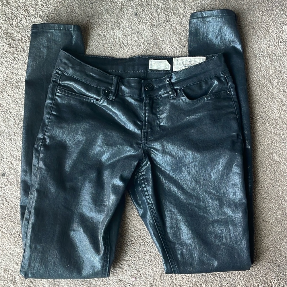 All saints Ashby coated black skinny jeans pants